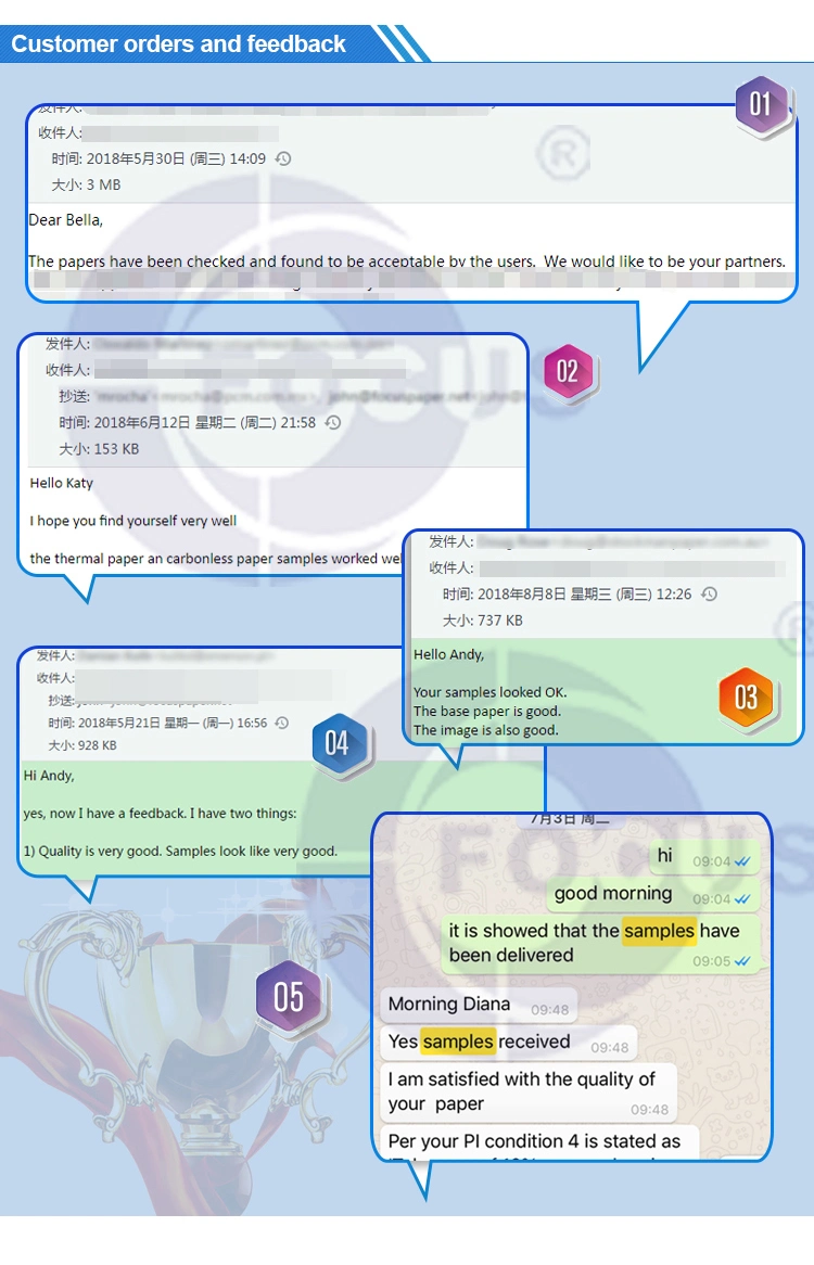 Εστίασης τεράστιος ρόλος εγγράφου εμπορικών σημάτων θερμικός  Μπλε μαύρο Imaging45GSM/48GSM/55GSM/58GSM/60GSM/65GSM/70GSM/80 GSM απεικόνισης